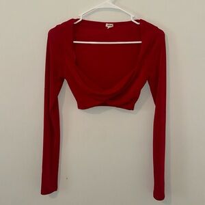 Garage long sleeve low neck cropped top